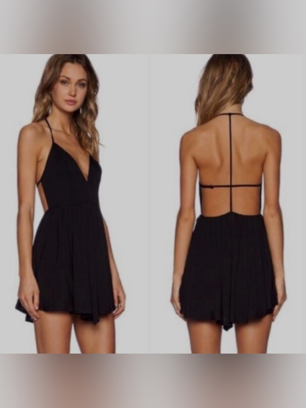 NBD Black Backless Halter Mini Dress